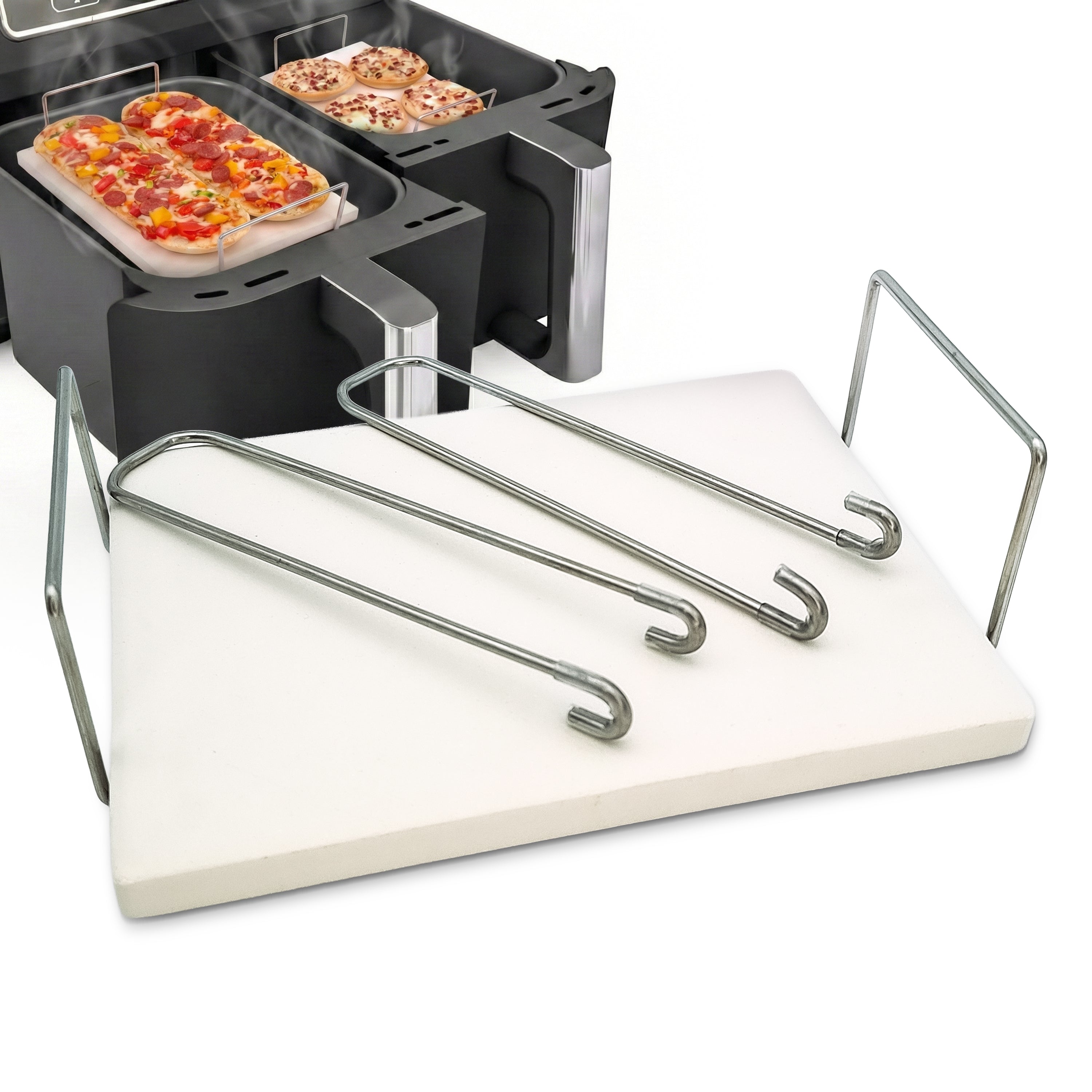 WunderFry | Airfryer Pizzastein mit Edelstahlrahmen