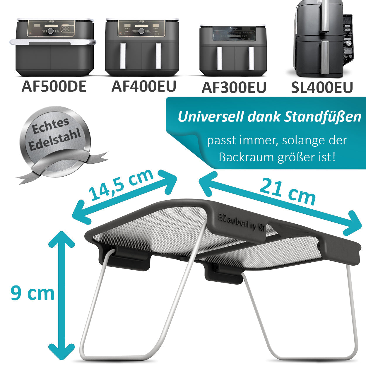 ZauberFry | Universeller Spritzschutz für Ninja AF300EU, SL300EU, AF500EU, SL400EU (2er-Set)