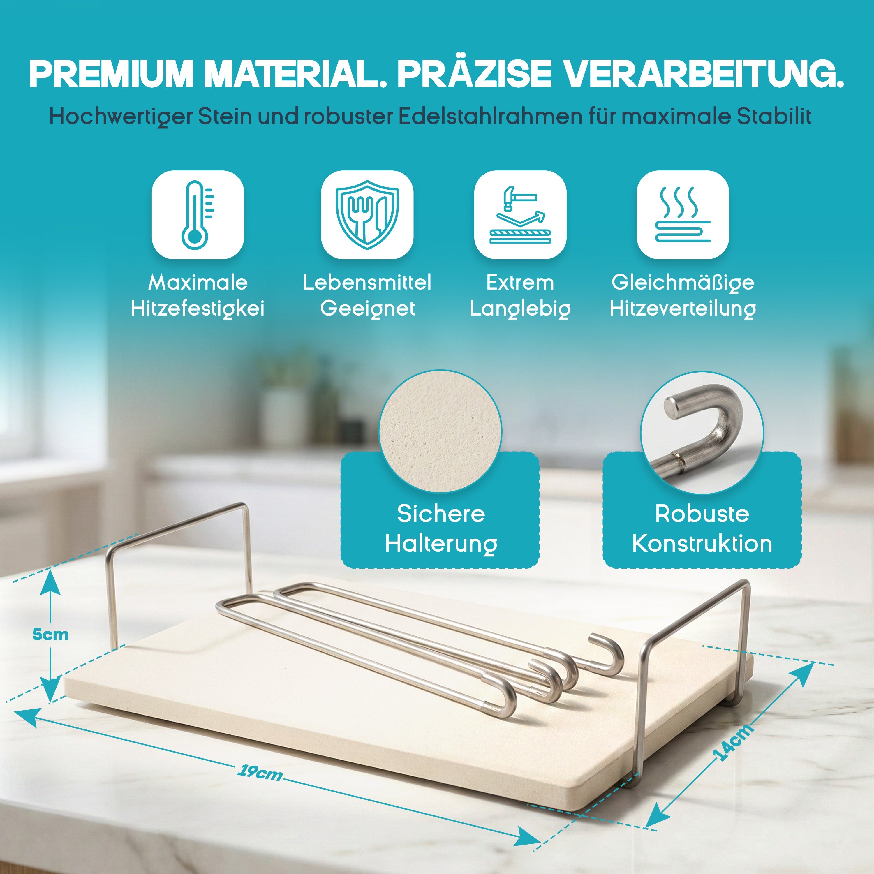 WunderFry | Airfryer Pizzastein mit Edelstahlrahmen