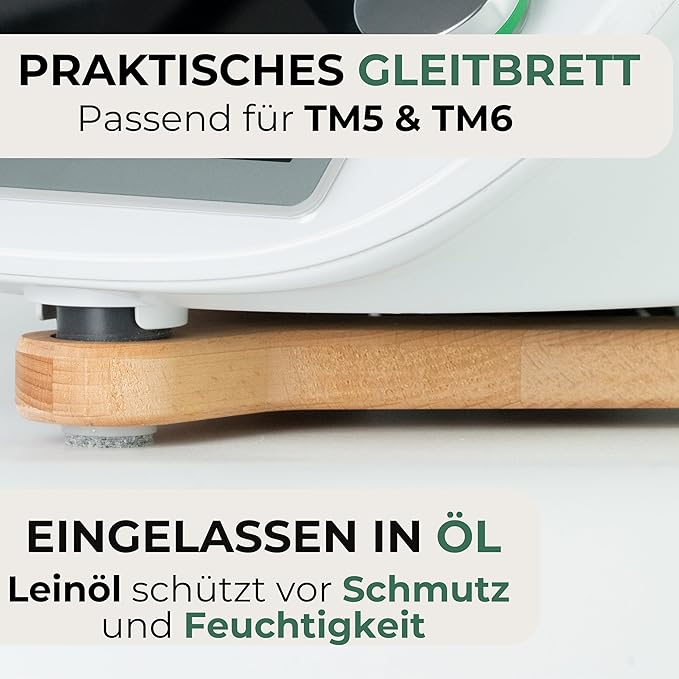 STERNEKOCH Gleitbrett aus Buchenholz für Thermomix TM6, TM5