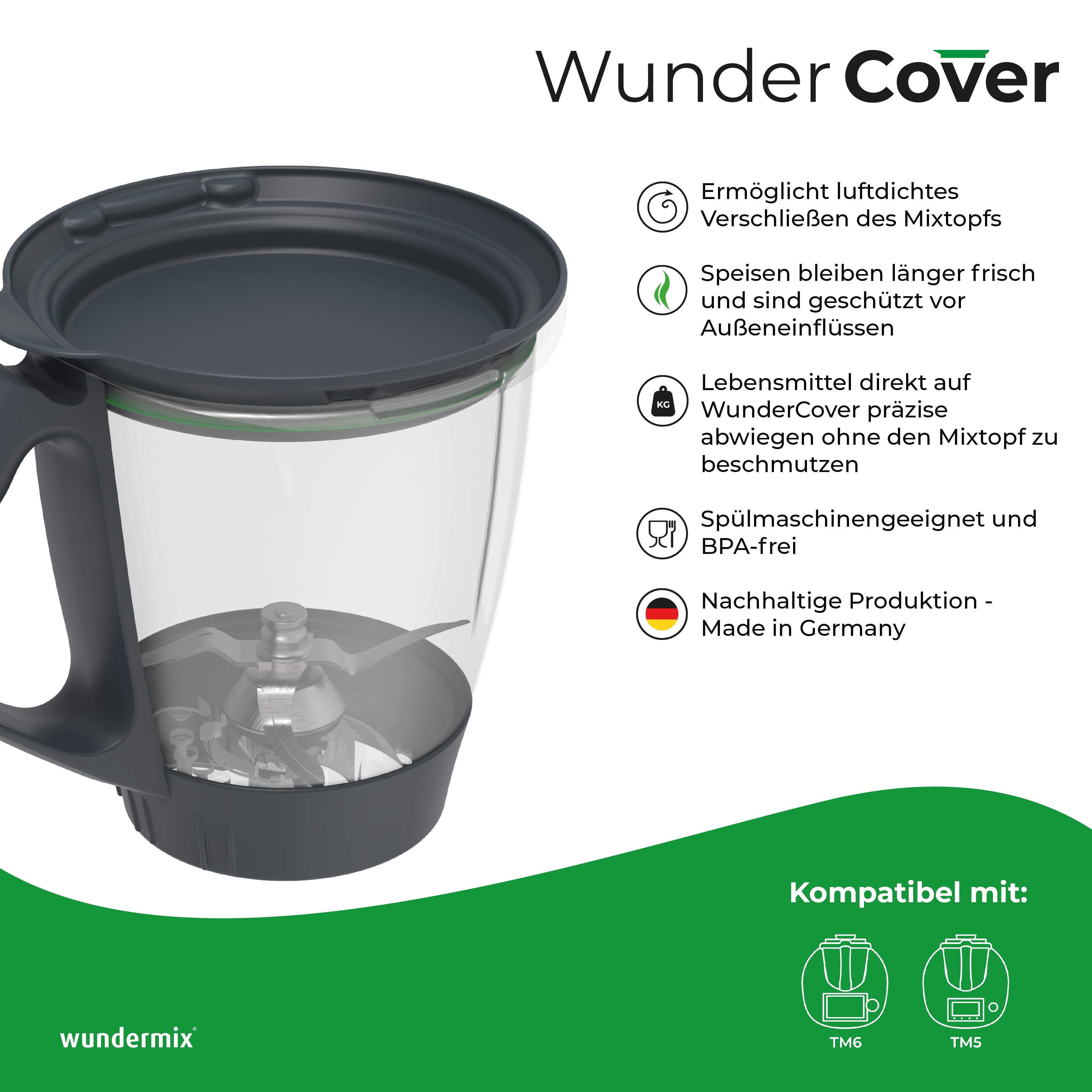 WunderCover® | Frischhalte-Deckel mit Wiegefunktion für Thermomix TM7, TM6, TM5