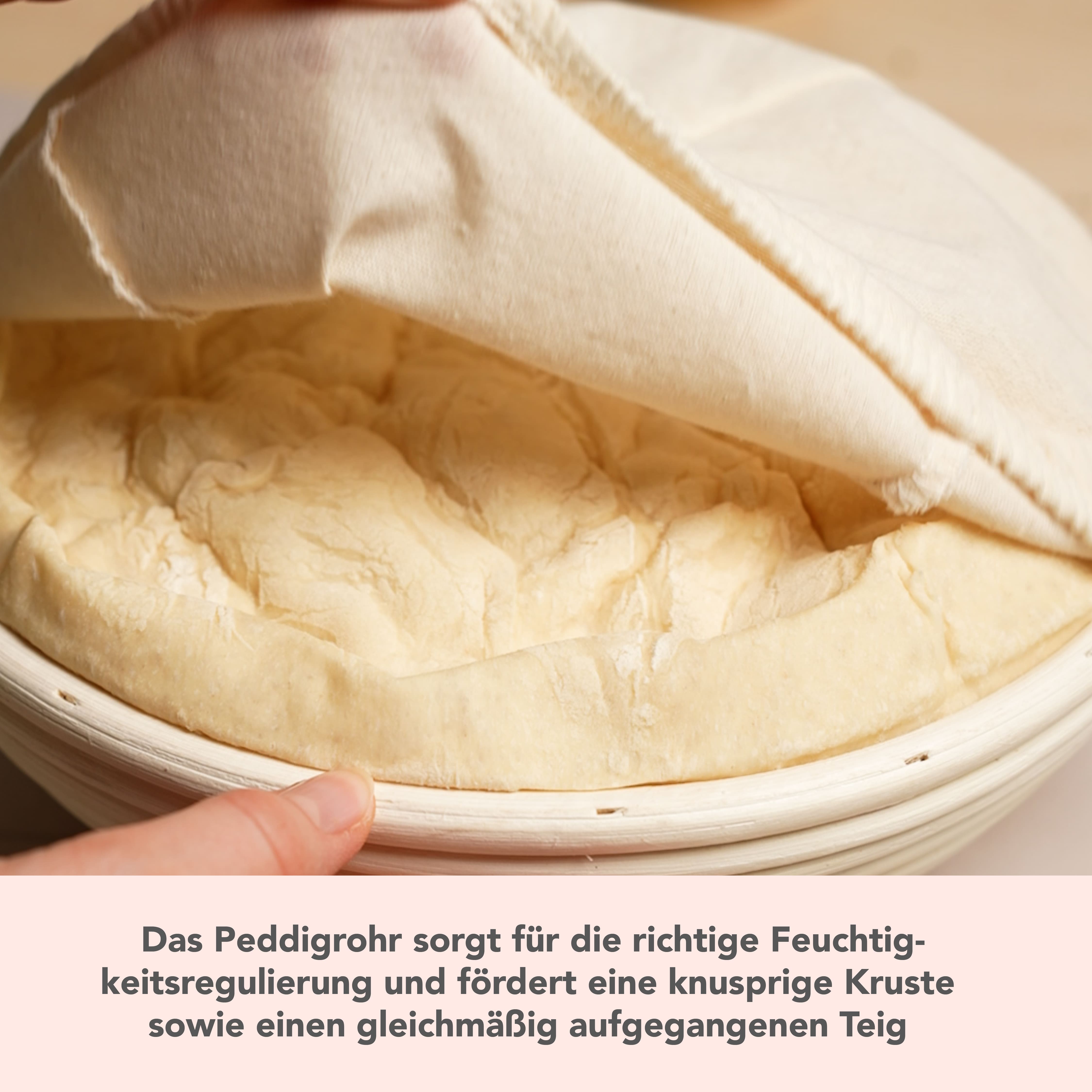 Gärkörbchen aus Peddigrohr mit Baumwolleinsatz | rund Ø 23 cm