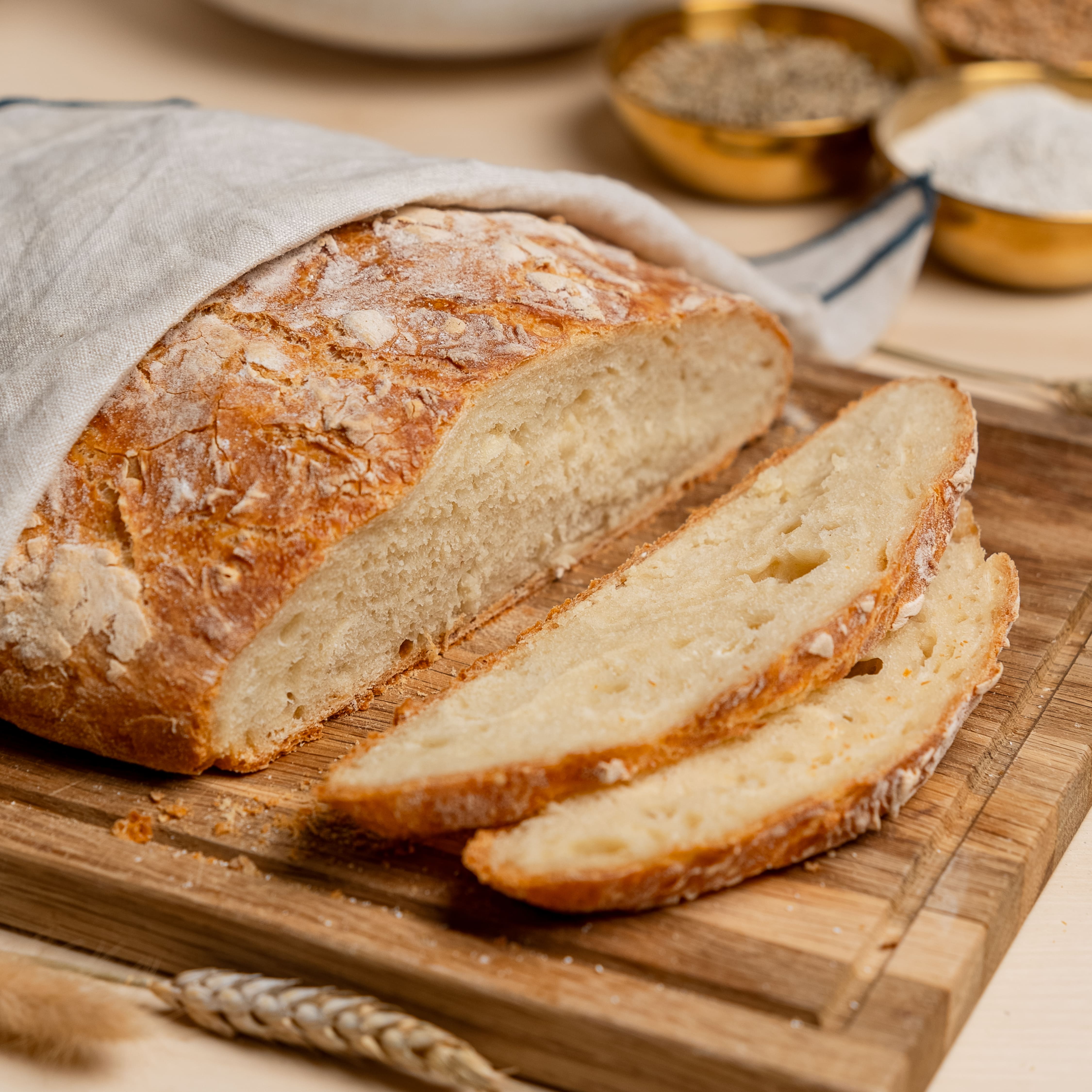 Gärkörbchen aus Peddigrohr mit Baumwolleinsatz | rund Ø 23 cm
