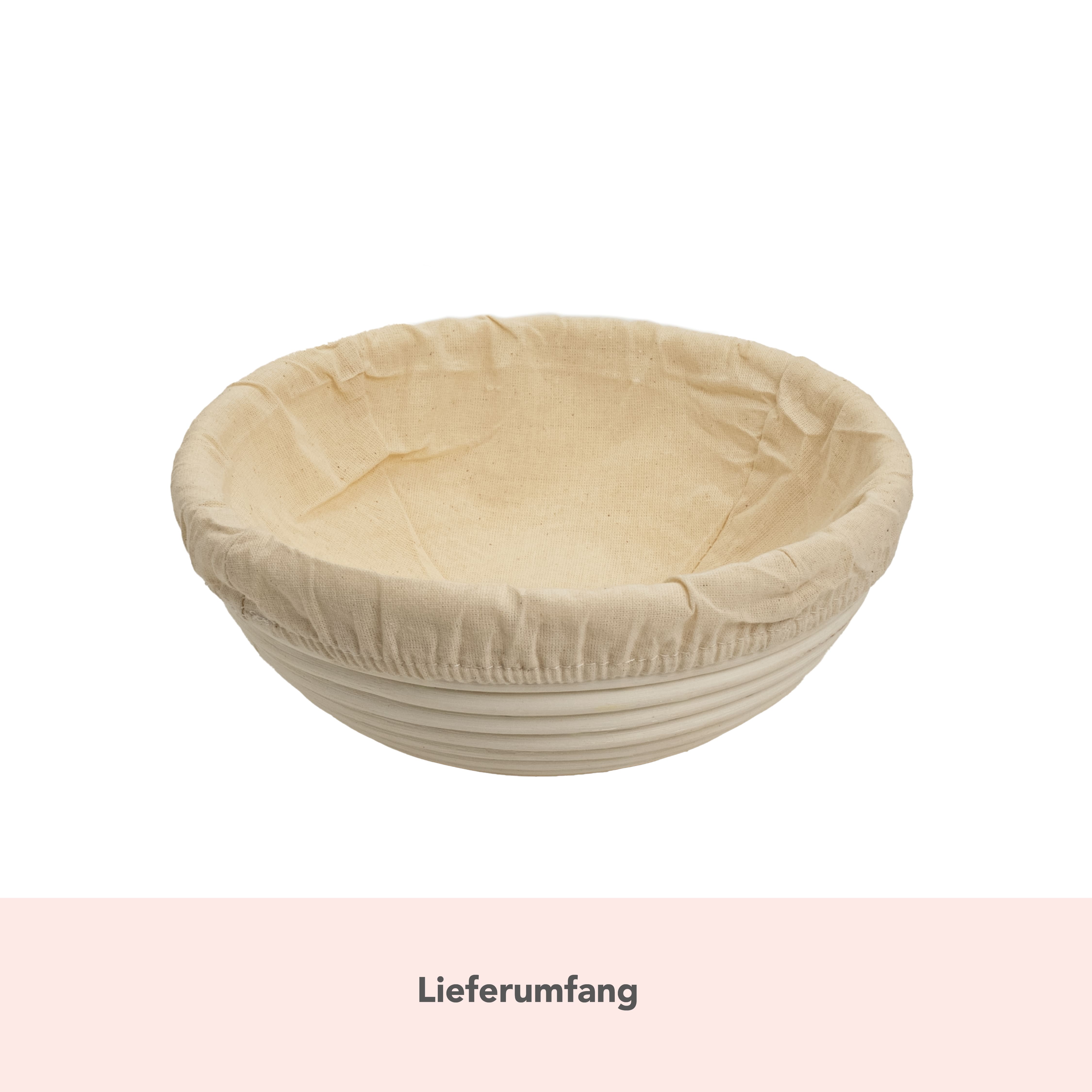 Gärkörbchen aus Peddigrohr mit Baumwolleinsatz | rund Ø 23 cm