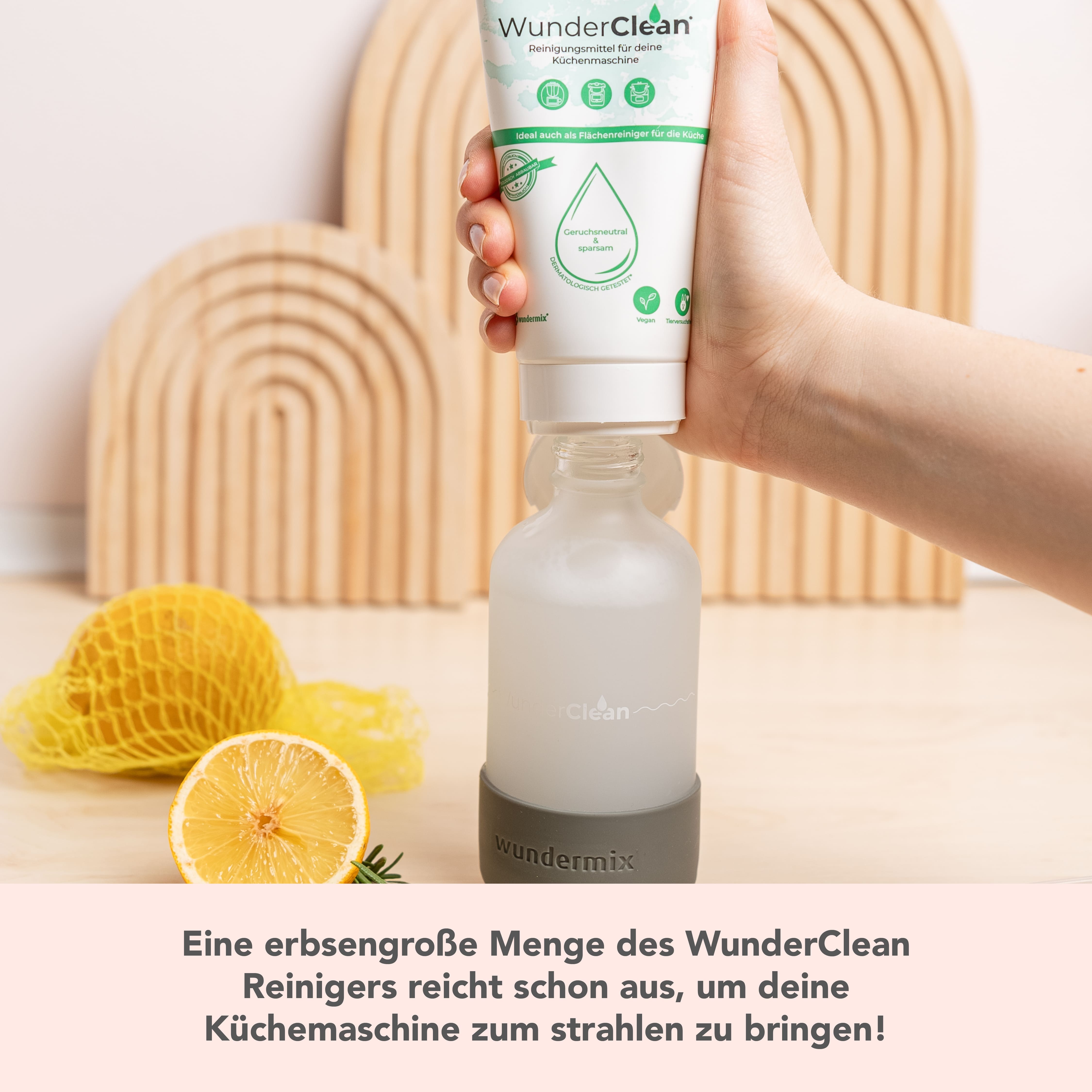 WunderClean Sprühflasche | 240 ml Glasflasche mit Silikon-Bruchschutz für WunderClean Reiniger