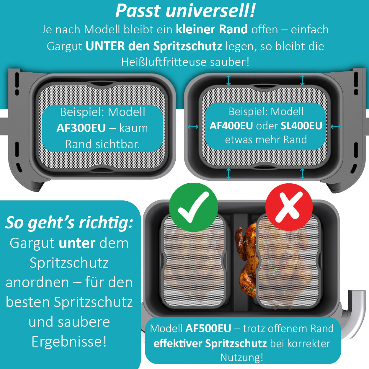 ZauberFry | Universeller Spritzschutz für Ninja AF300EU, SL300EU, AF500EU, SL400EU (2er-Set)