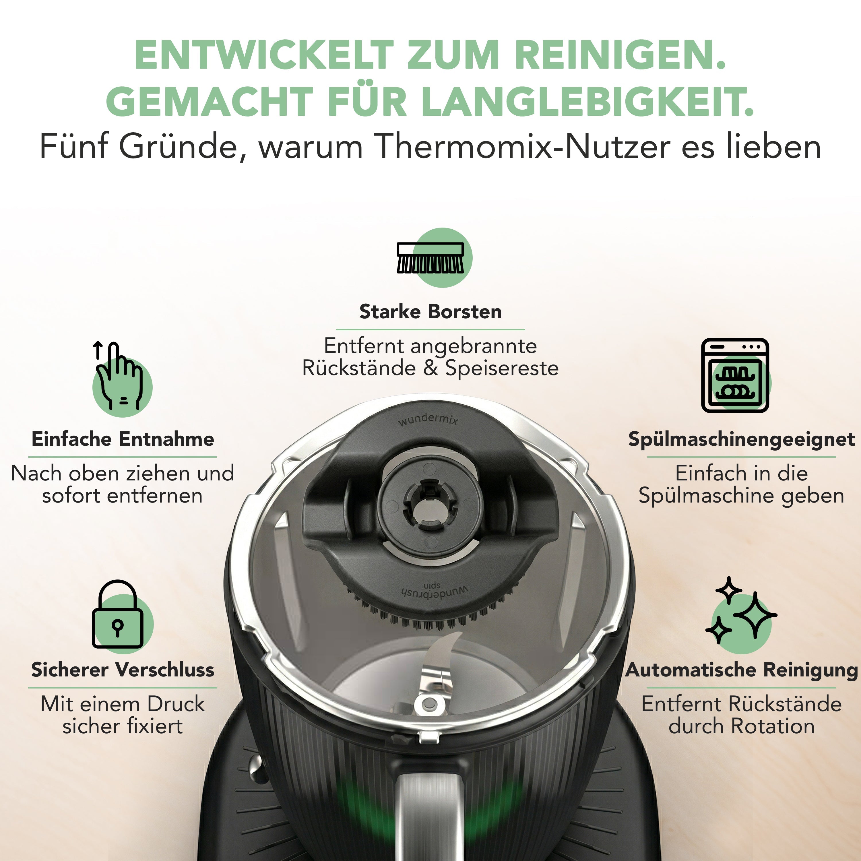 WunderBrush® Spin | Mixtopf-Reinigungsbürste für Thermomix TM7, TM6, TM5